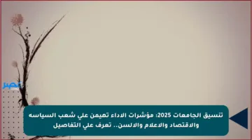 تنسيق الجامعات 2025: مؤشرات الأداء تهيمن على شعب السياسة والاقتصاد والإعلام والألسن.. تعرف على التفاصيل